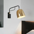 DecorBites™ Modern Dome Wall Sconce: Black/Gold Metal, 1 Bulb, Bend Arm