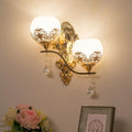 DecorBites™ Modern Dome Wall Sconce with Swirled Arm - Crystal Accent Lighting - Gold Finish, 2 Lights
