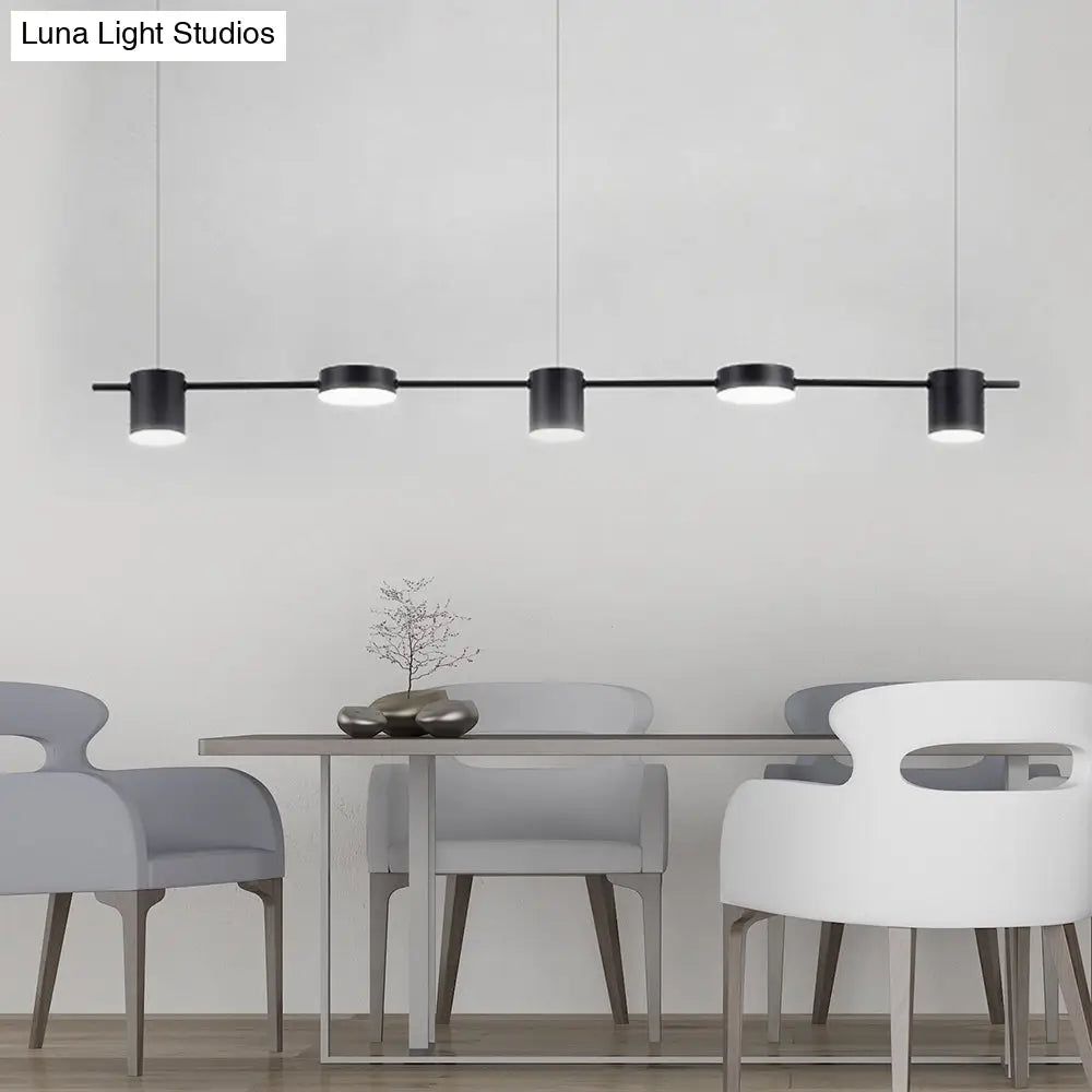 DecorBites™ Modern Drum Aluminum Island Pendant Ceiling Light Fixture in Black/Gold with Warm/White Lighting, 3/5-Head Design