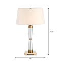 DecorBites™ Modern Fabric Drum Table Lamp with Crystal Base - Tapered Design, White