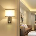 DecorBites™ Modern Fabric LED Wall Sconce Lighting with Adjustable Spotlight, Chrome Finish