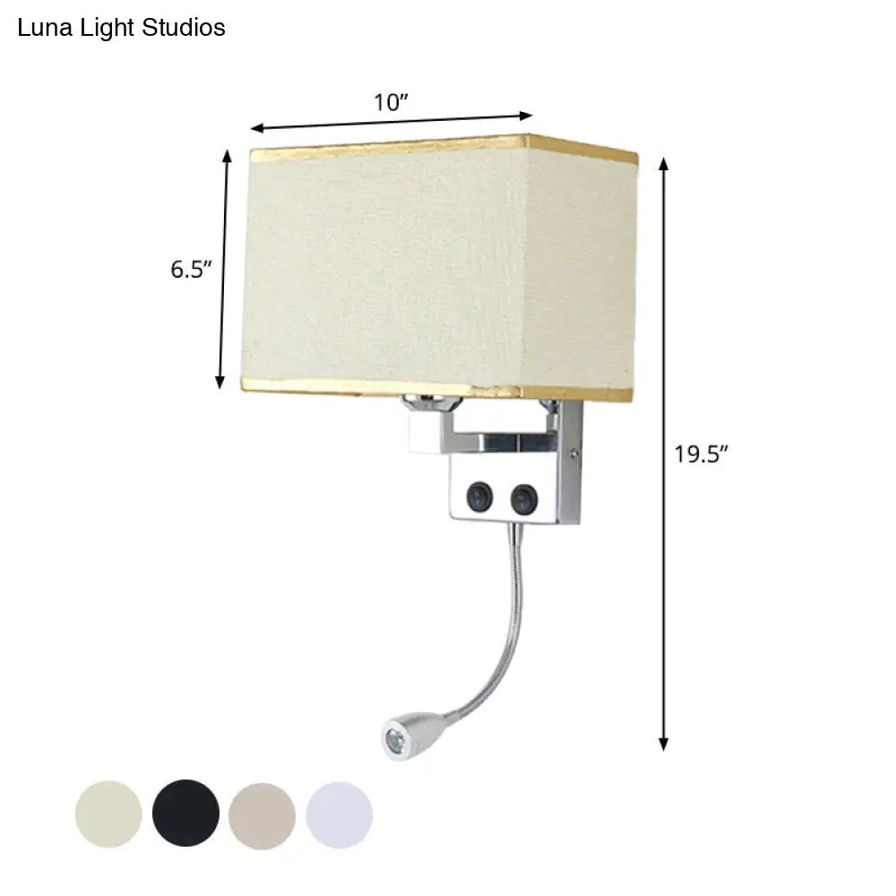 DecorBites™ Modern Fabric Rectangle Spotlight Wall Lamp - Nordic Style, 1-Light, Black/Flaxen/Beige, Wall Mounted Fixture