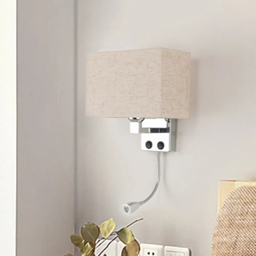 DecorBites™ Modern Fabric Rectangle Spotlight Wall Lamp - Nordic Style, 1-Light, Black/Flaxen/Beige, Wall Mounted Fixture