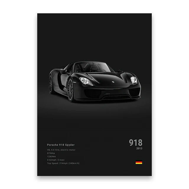 DecorBites™ Modern Famous Cars Canvas Wall Art Print - Unframed