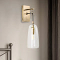 DecorBites™ Modern Flared Wall Mount Lamp - 1 Light Gold Sconce with Clear Glass Shade