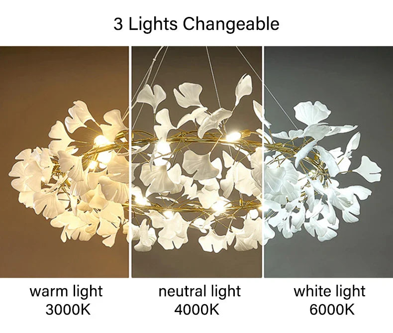 DecorBites™ Modern Ginkgo Leaf LED Chandelier Dining Room Lighting