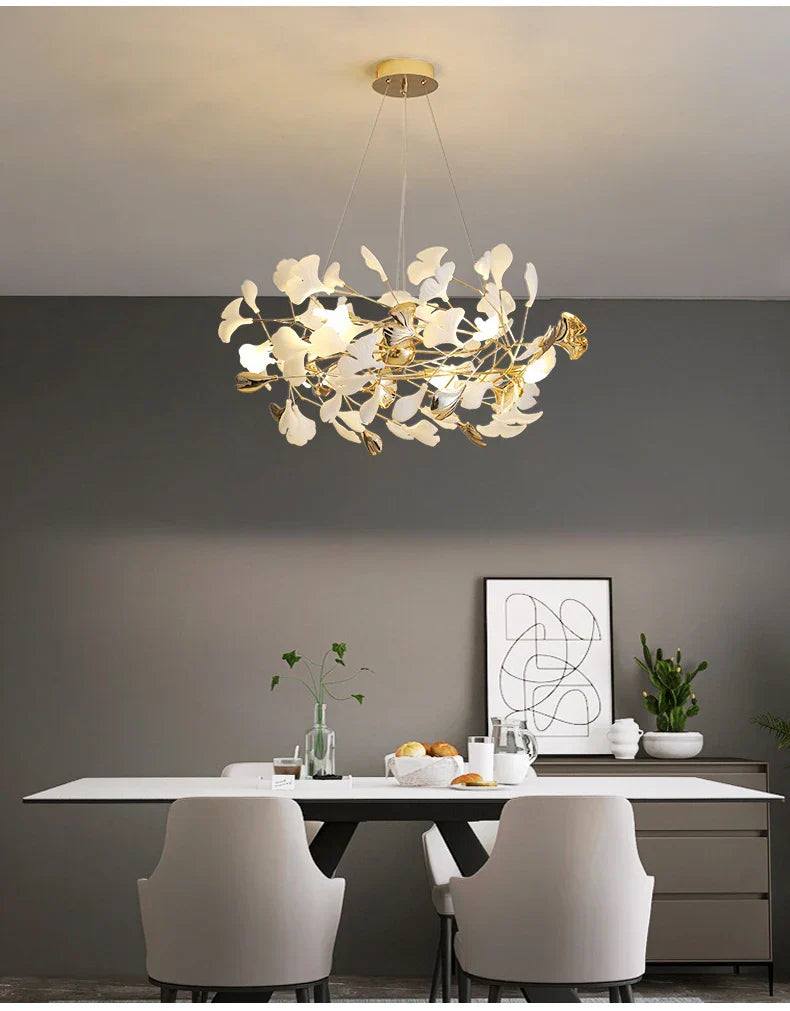 DecorBites™ Modern Ginkgo Leaf LED Chandelier Dining Room Lighting