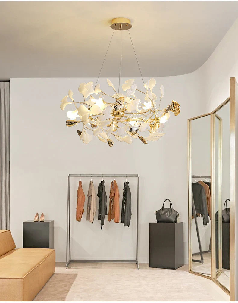 DecorBites™ Modern Ginkgo Leaf LED Chandelier Dining Room Lighting