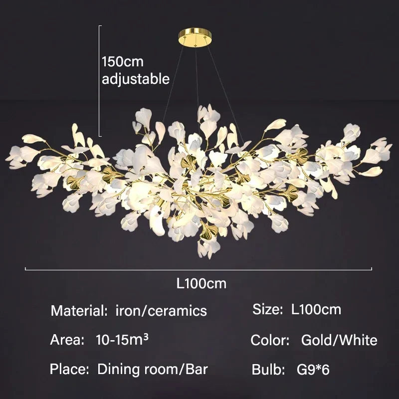 DecorBites™ Modern Ginkgo Leaf LED Chandelier Dining Room Lighting
