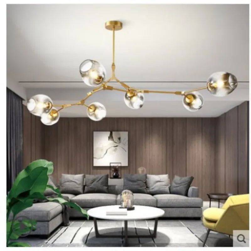 DecorBites™ Modern Glass Ball Pendant Chandelier - Black Gold