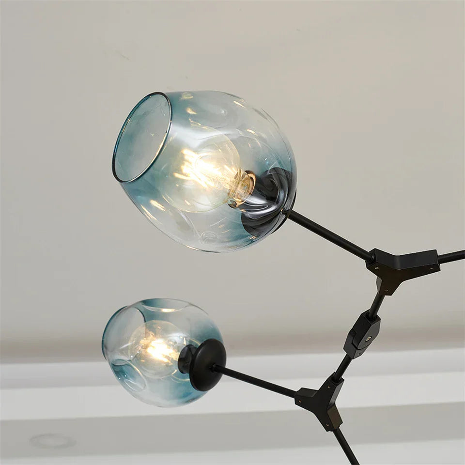 DecorBites™ Modern Glass Ball Pendant Chandelier - Black Gold