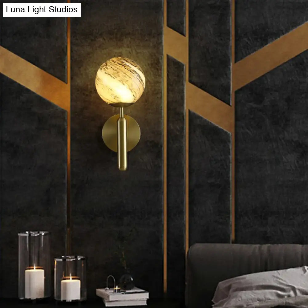 DecorBites™ Modern Glass Ball Wall Mount Light with Brass Finish – Perfect Sconce Lamp for Living Room