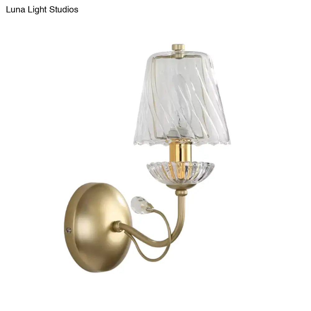 DecorBites™ Modern Glass Conical Sconce: Gold Wall Mounted Lamp for Great Rooms