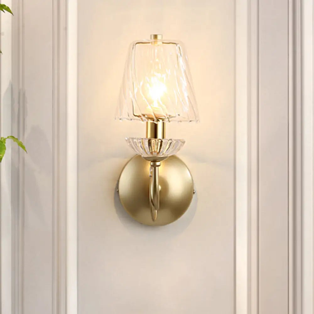 DecorBites™ Modern Glass Conical Sconce: Gold Wall Mounted Lamp for Great Rooms