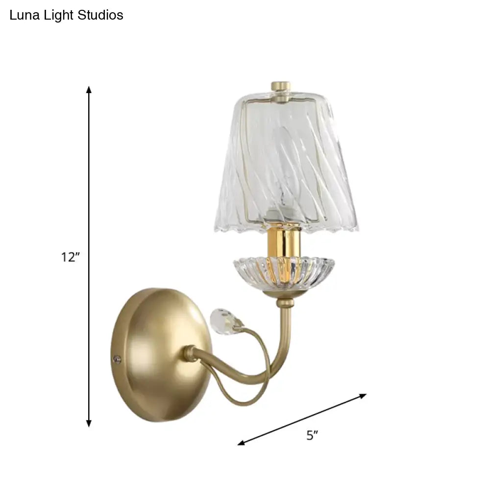 DecorBites™ Modern Glass Conical Sconce: Gold Wall Mounted Lamp for Great Rooms