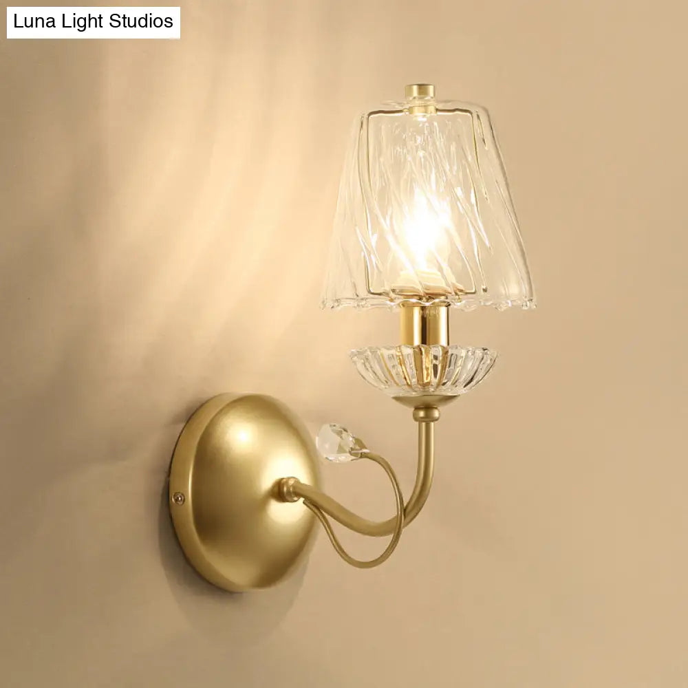 DecorBites™ Modern Glass Conical Sconce: Gold Wall Mounted Lamp for Great Rooms