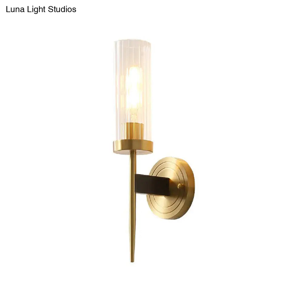 DecorBites™ Modern Glass Tube Wall Sconce with Prismatic Design & Brass Finish for Living Room