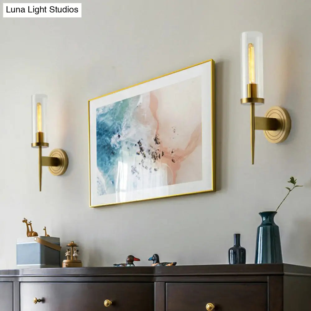 DecorBites™ Modern Glass Tube Wall Sconce with Prismatic Design & Brass Finish for Living Room