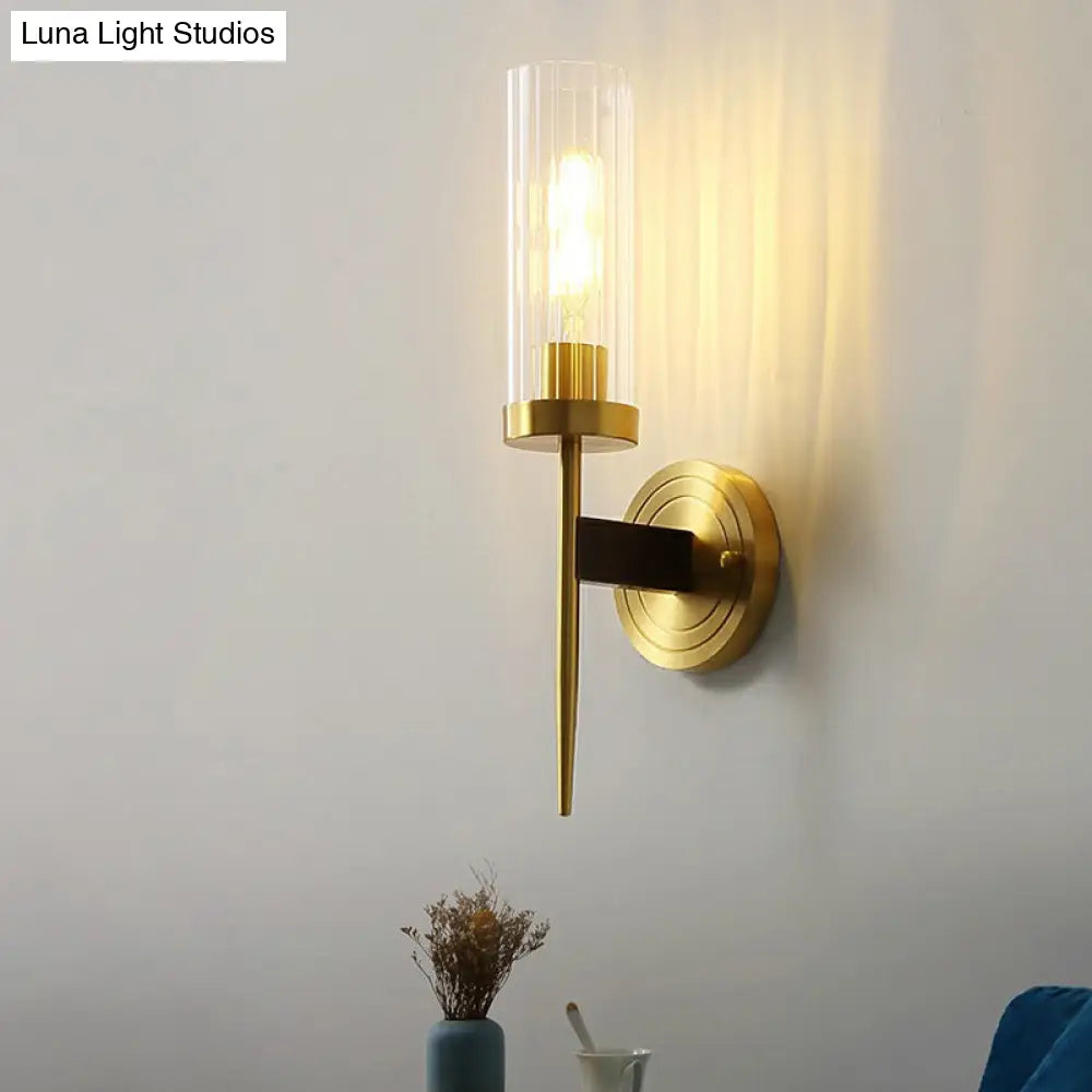 DecorBites™ Modern Glass Tube Wall Sconce with Prismatic Design & Brass Finish for Living Room