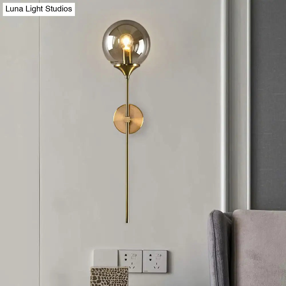 DecorBites™ Modern Glass Wall Mount Lamp: Sleek Brass Sconce Light with Pencil Arm