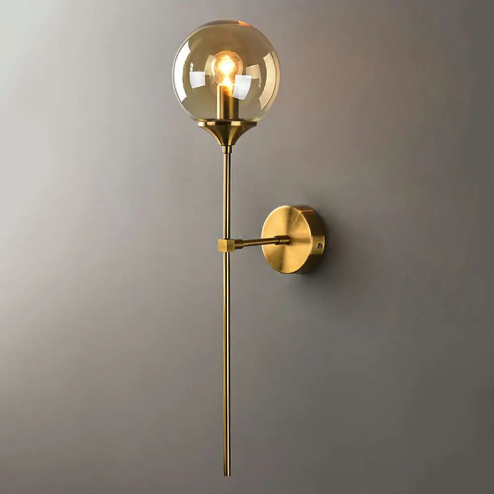DecorBites™ Modern Glass Wall Mount Lamp: Sleek Brass Sconce Light with Pencil Arm