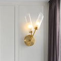 DecorBites™ Modern Glass Wall Sconce with Beveled Tubes and 2-Light Brass Fixture