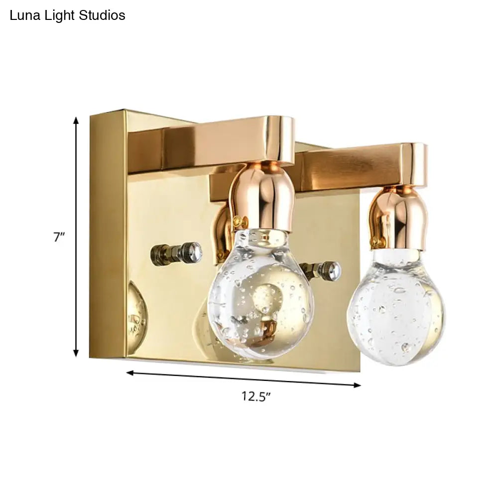 DecorBites™ Modern Gold Bulb-Shaped Crystal Wall Sconce - Bedroom Bubble Light Fixture