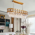 DecorBites™ Modern Gold Crystal Rod Island Pendant Light - 10 Heads, Oval Suspension Design