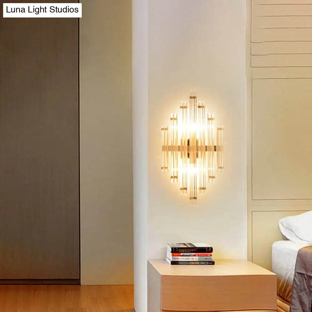 DecorBites™ Modern Gold Crystal Wall Mounted Lamp - Prismatic, 2-Light Sconce for Living Room