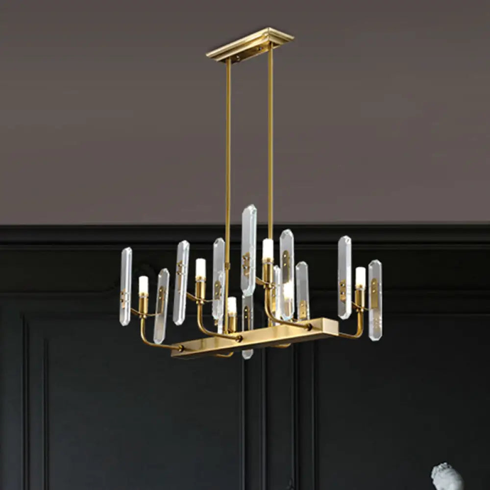 DecorBites™ Modern Gold Curved Arm Island Lighting - 6 Head Living Room Hanging Ceiling Light