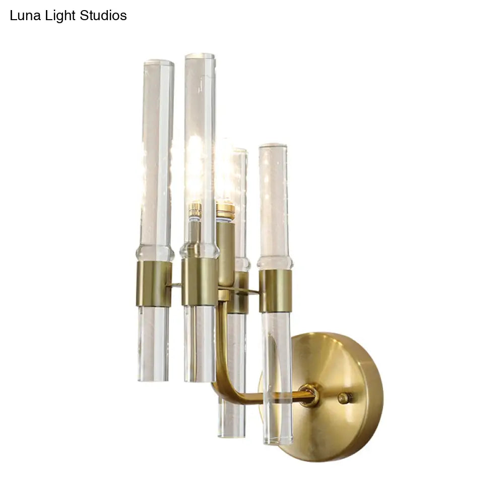 DecorBites™ Modern Gold Finish Wall Sconce with Clear Crystal Pipe - Perfect for Hallway