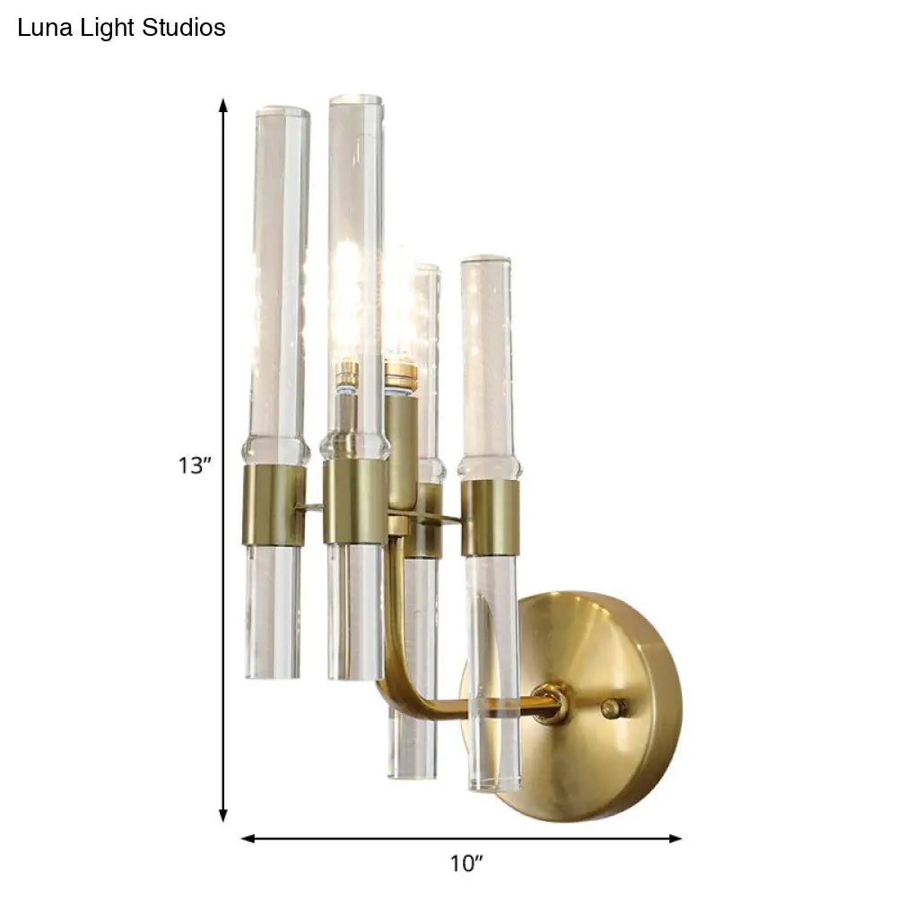 DecorBites™ Modern Gold Finish Wall Sconce with Clear Crystal Pipe - Perfect for Hallway
