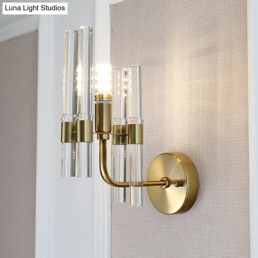 DecorBites™ Modern Gold Finish Wall Sconce with Clear Crystal Pipe - Perfect for Hallway