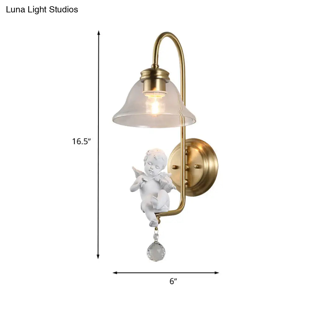 DecorBites™ Modern Gold Glass Sconce Light with Resin Deco - 1-Light Wall Lamp