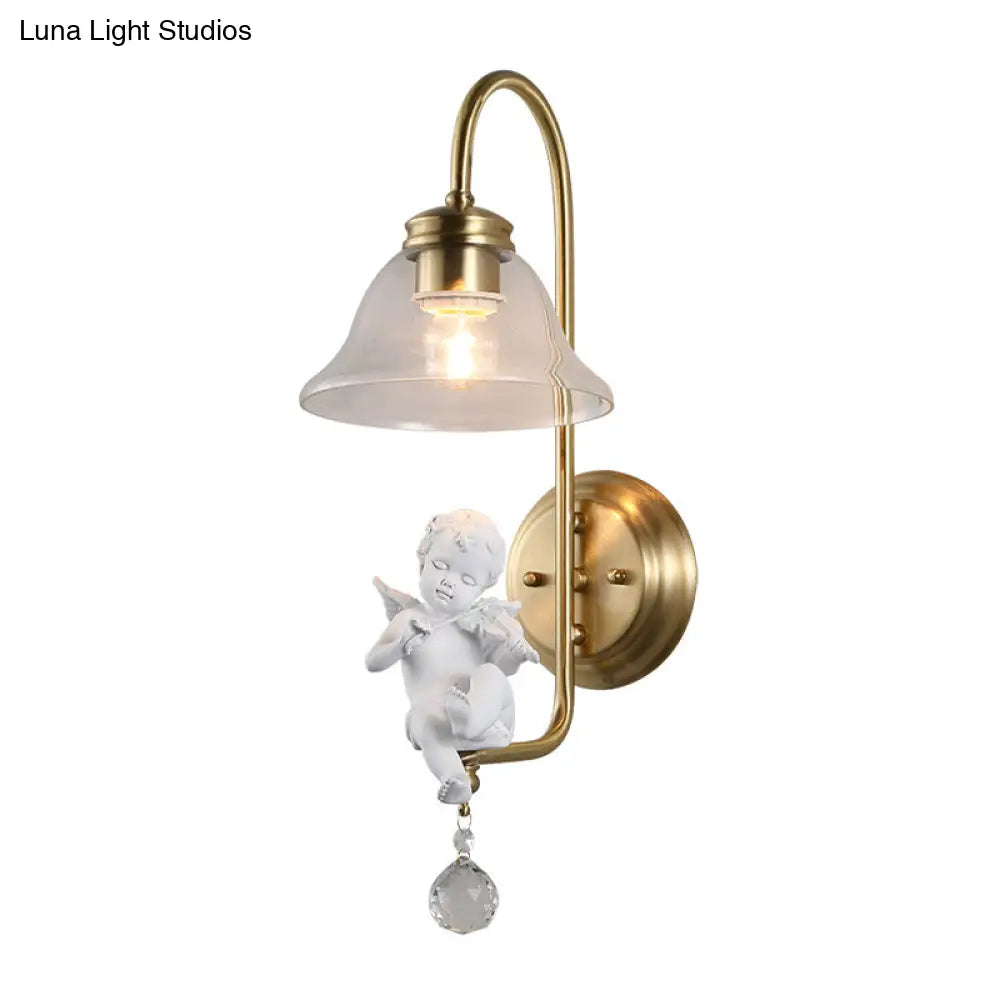 DecorBites™ Modern Gold Glass Sconce Light with Resin Deco - 1-Light Wall Lamp