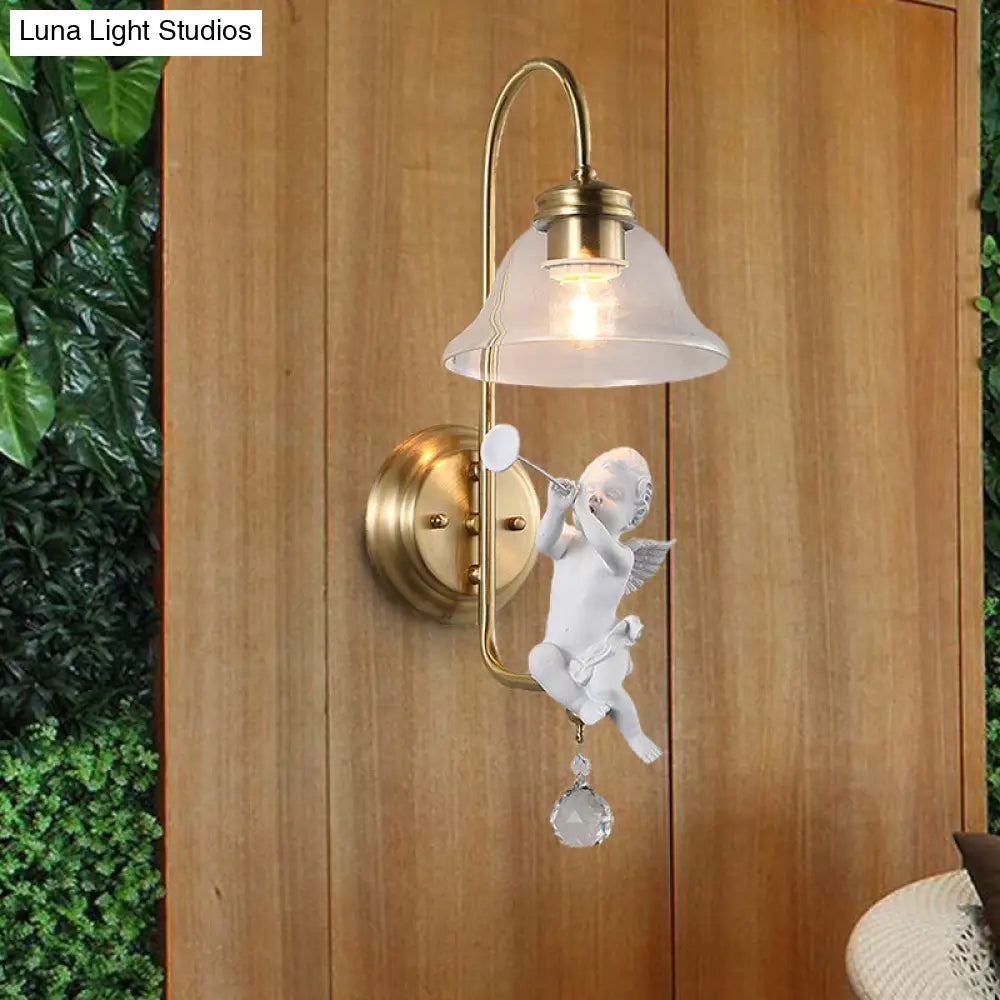 DecorBites™ Modern Gold Glass Sconce Light with Resin Deco - 1-Light Wall Lamp