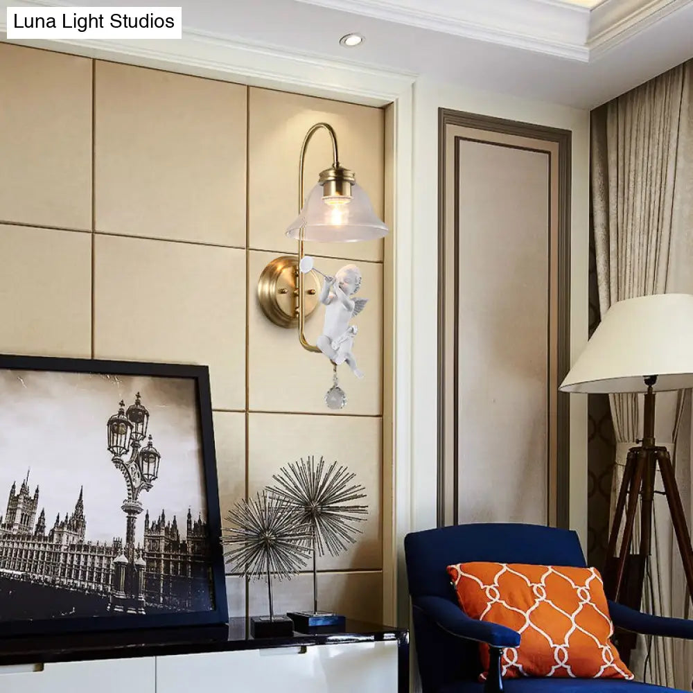 DecorBites™ Modern Gold Glass Sconce Light with Resin Deco - 1-Light Wall Lamp