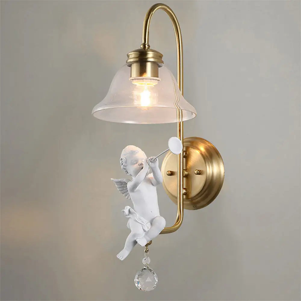 DecorBites™ Modern Gold Glass Sconce Light with Resin Deco - 1-Light Wall Lamp