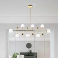 DecorBites™ Modern Gold Hotel Linear Chandelier - Opal Glass, 8 Lights, Ceiling Pendant
