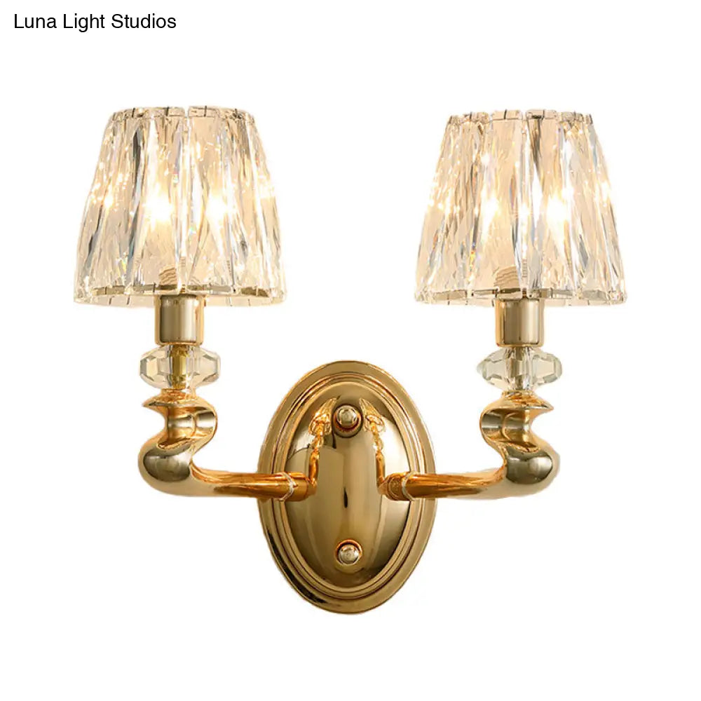 DecorBites™ Modern Gold K9 Crystal Wall Sconce Light for Bedroom