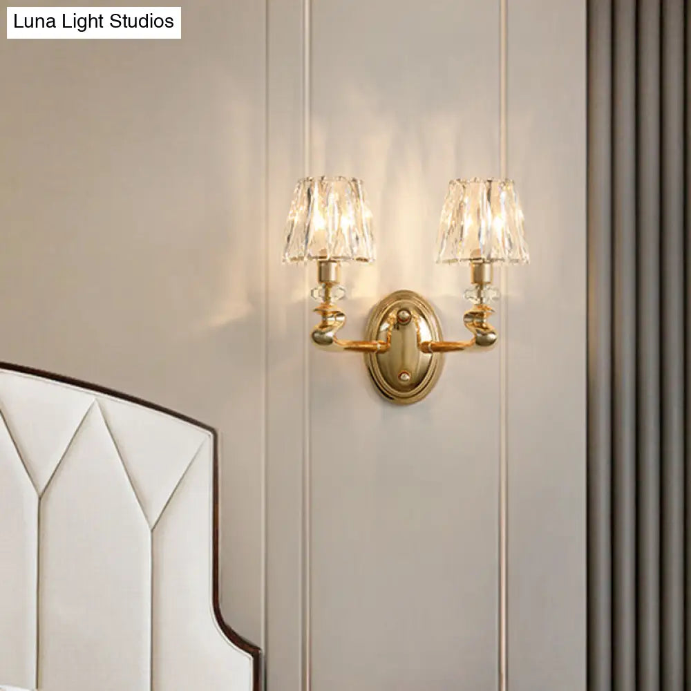 DecorBites™ Modern Gold K9 Crystal Wall Sconce Light for Bedroom