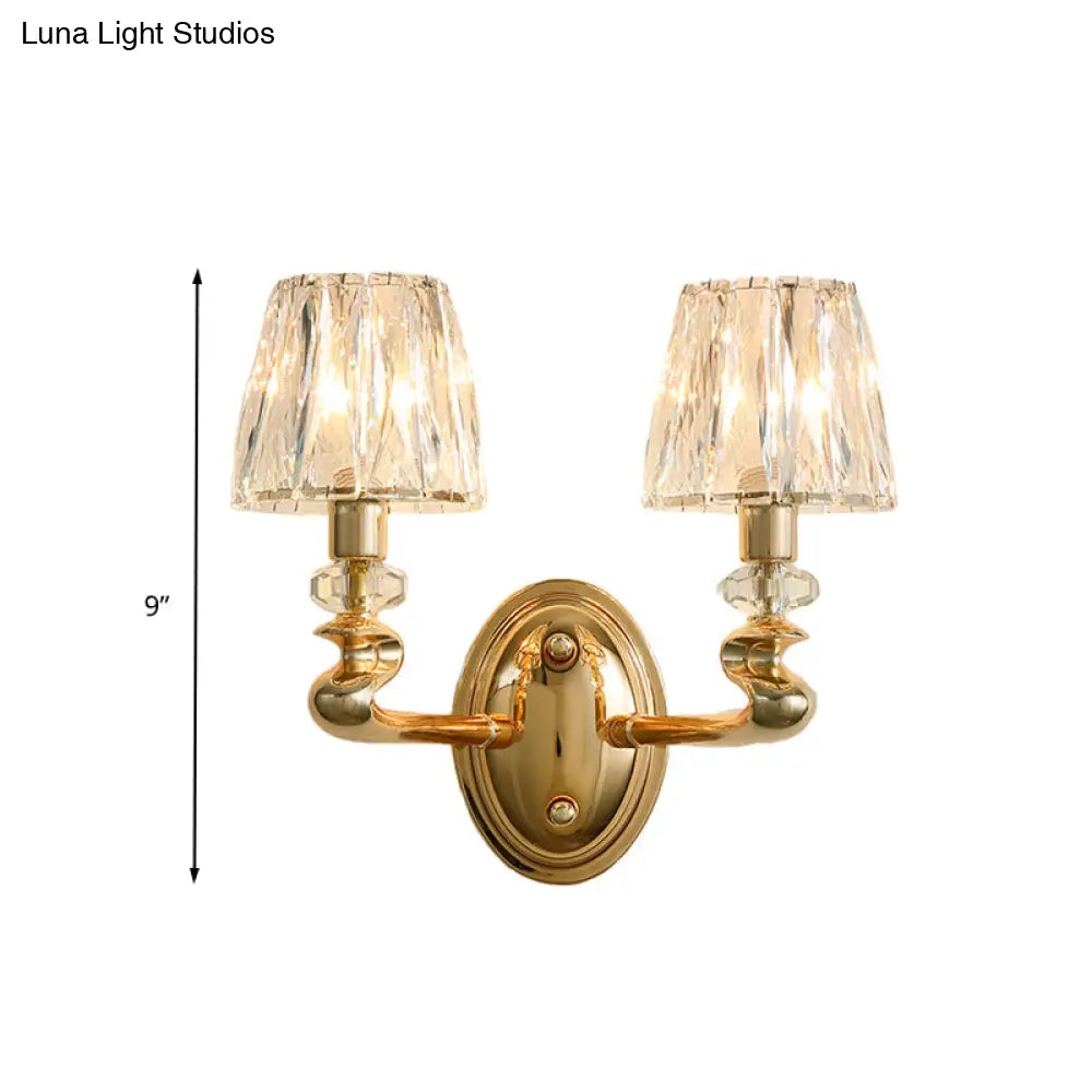DecorBites™ Modern Gold K9 Crystal Wall Sconce Light for Bedroom