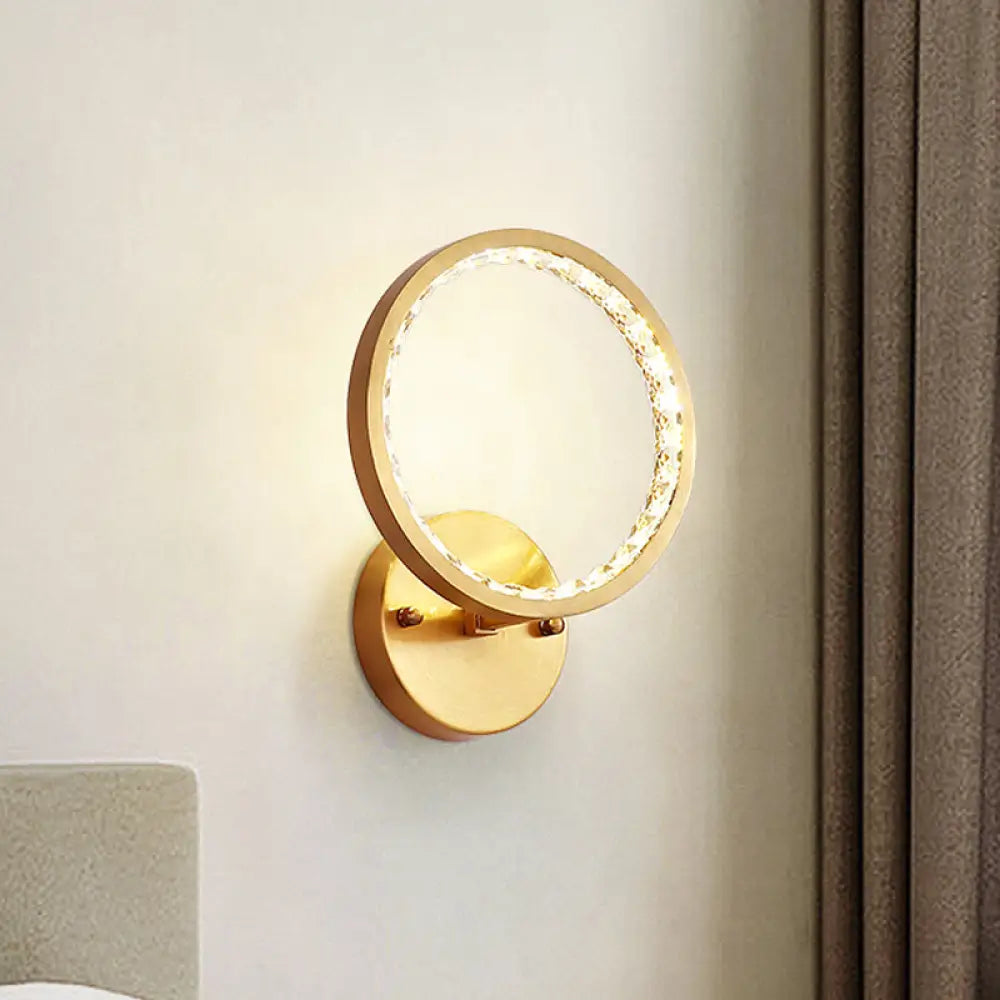 DecorBites™ Modern Gold LED Wall Sconce with Clear Crystal Beads for Bedroom