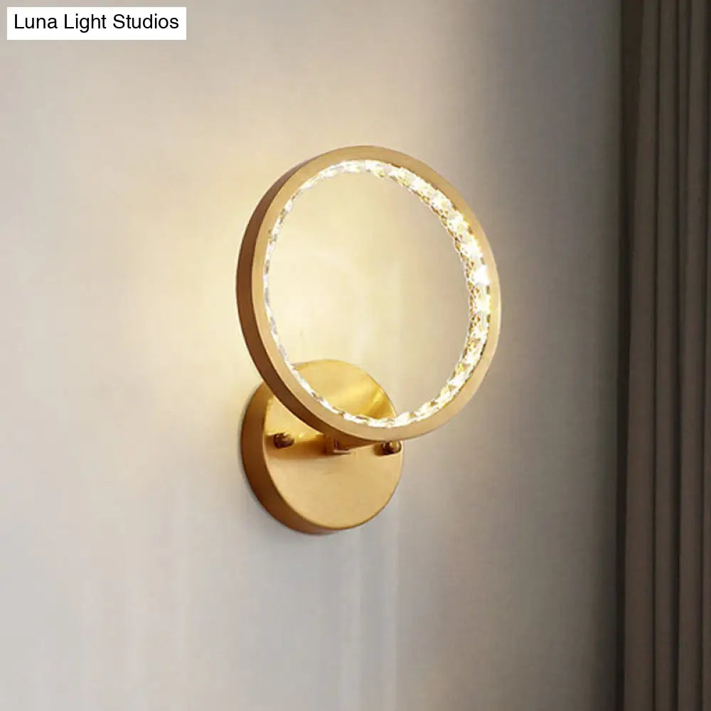 DecorBites™ Modern Gold LED Wall Sconce with Clear Crystal Beads for Bedroom