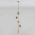 DecorBites™ Modern Gold Linear Chandelier with Smoke Gray Glass Shades - 4-Light Metal Hanging Fixture