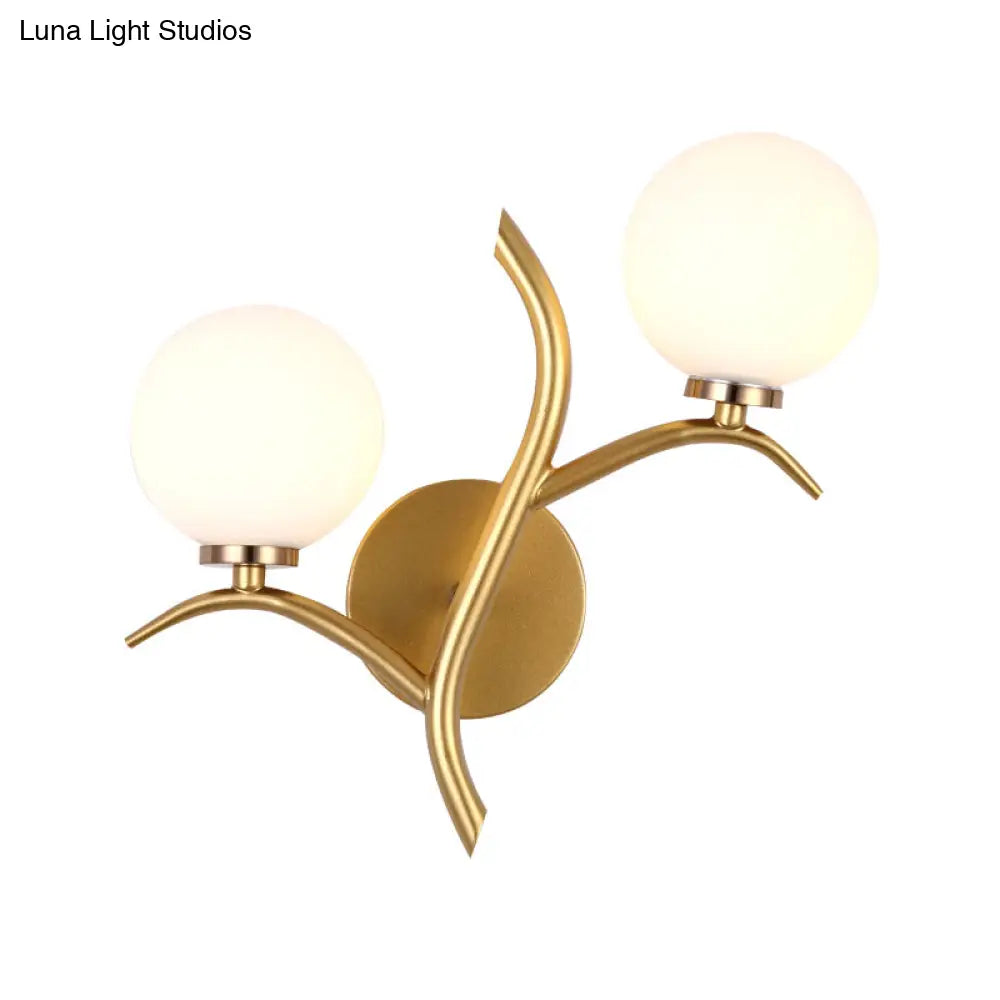 DecorBites™ Modern Gold Metal Branch Wall Sconce with 2 Bulbs - Ideal for Living Room Lighting