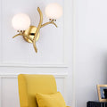 DecorBites™ Modern Gold Metal Branch Wall Sconce with 2 Bulbs - Ideal for Living Room Lighting