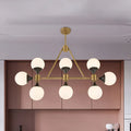 DecorBites™ Modern Gold Metal Chandelier with 8 Globe Shades - Restaurant Island Lighting