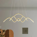 DecorBites™ Modern Gold Metal LED Island Light Fixture for Dining Room - Wave Design, White/Warm Light
