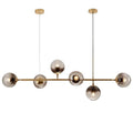 DecorBites™ Modern Gold Metal Pendant Lighting - Spherical Smoke Glass with 6 Lights for Dining Table and Islands